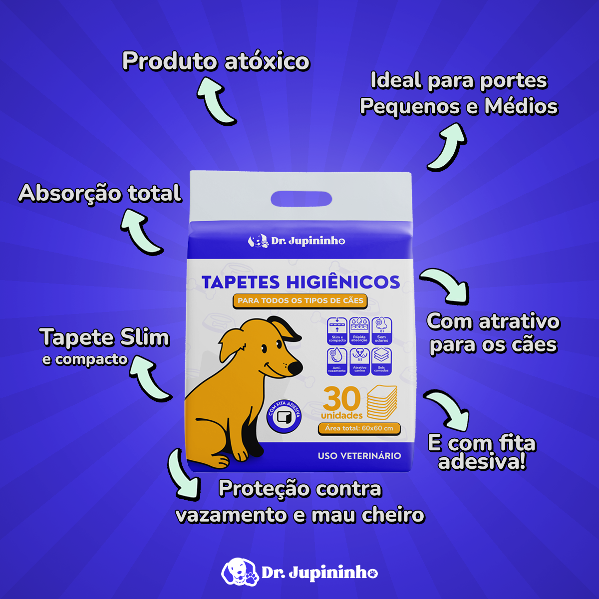 12 Pacotes de Tapete Higiênico Para Cães 60x60cm (360 Unidades) - Imagem 2