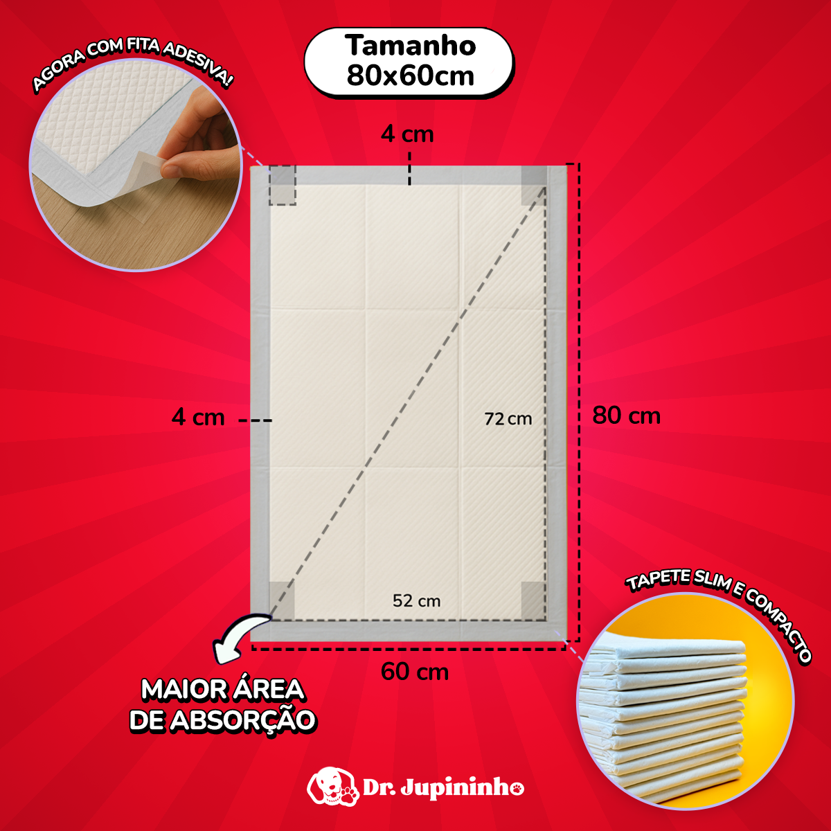 3 Pacotes de Tapete Higiênico Para Cães 60x80cm (90 Unidades) - Imagem 6