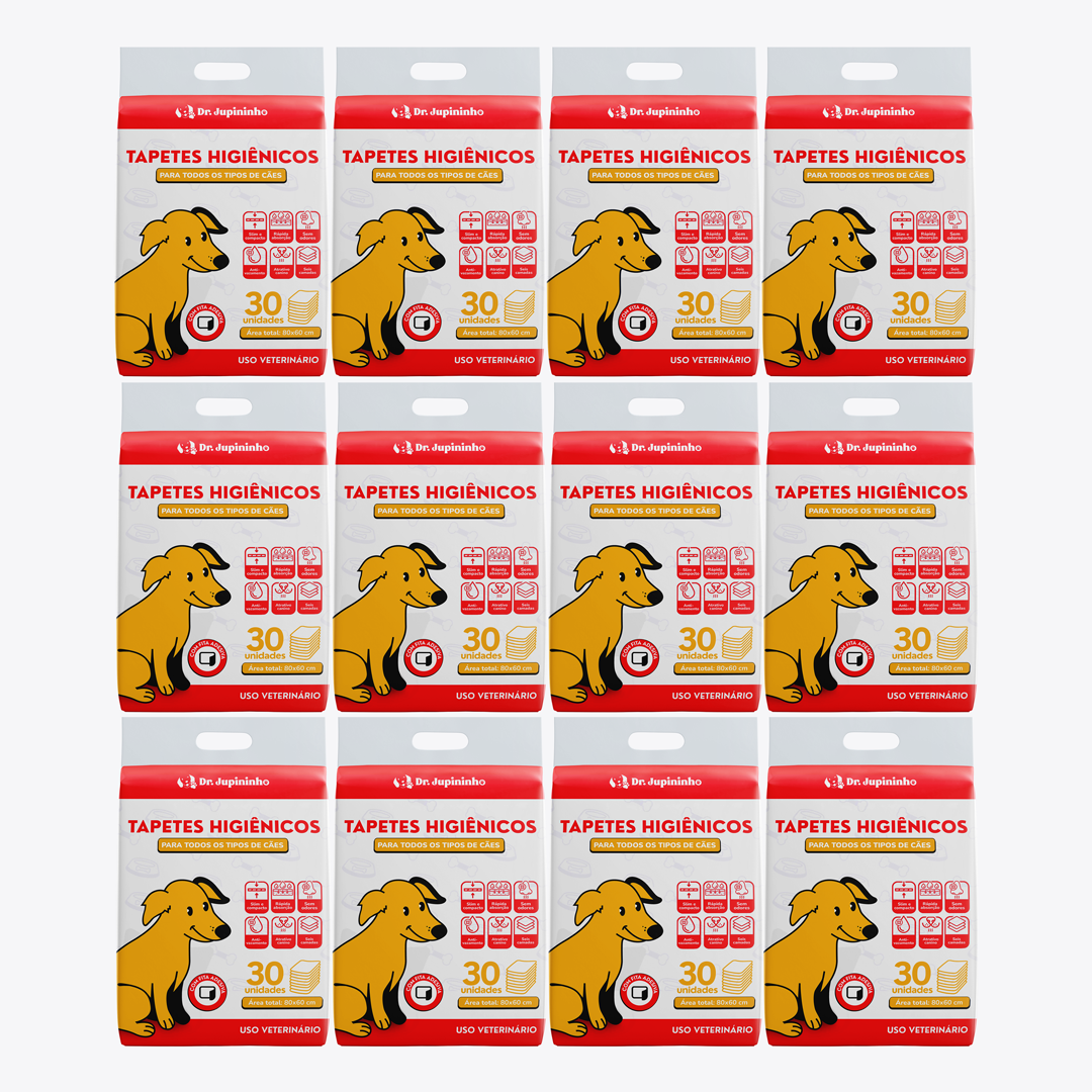 12 Pacotes de Tapete Higiênico Para Cães 60x80cm (360 Unidades)