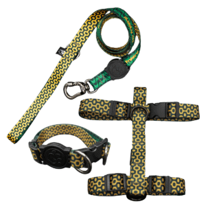 Coleira Peitoral H + Coleira de Pescoço Com Guia Para Cães (Modelo Calçadão de Ipanema)