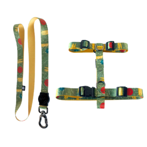 Coleira Peitoral H Para Cães + Guia Premium (Folhagem)